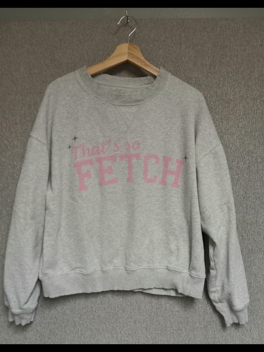American Eagle Light Gray Crewneck with Black 'Mean Girls' Print
